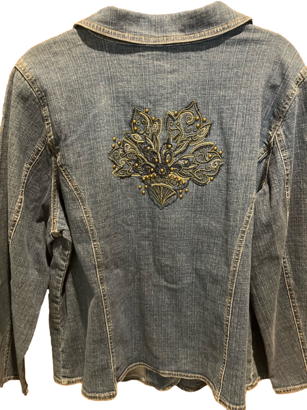 284. WOMENS DENIM + COMPANY 1X DETAIL DENIM JACKET - Picture 5 of 5